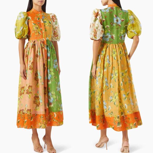 ALEMAIS Hotel Lamu Spliced Floral Shirt Midi Dress Size US 6 AU 10 - Picture 12 of 14